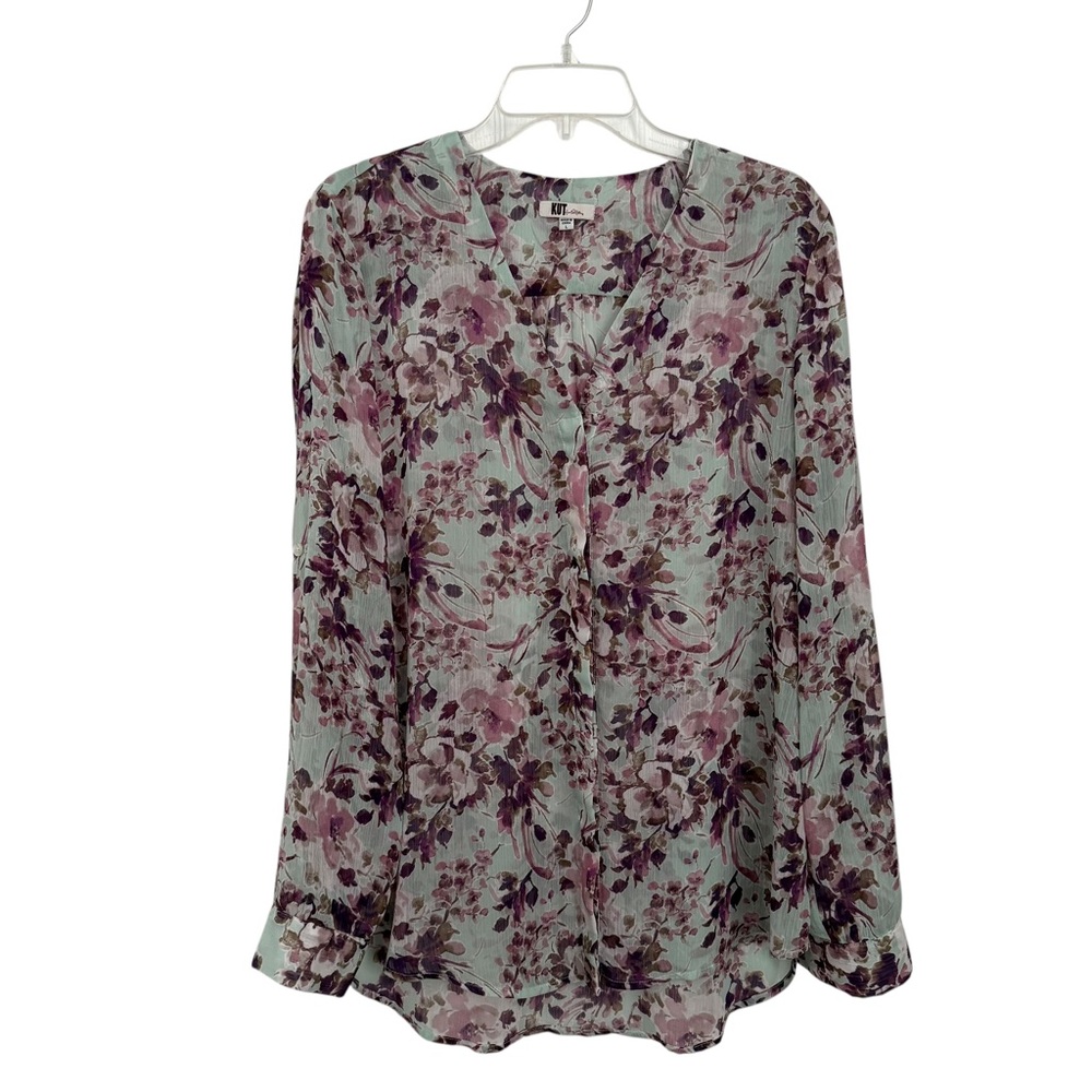 KUT from the Kloth V-neck Floral Button Front Blouse